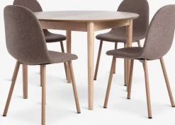 MARSTRAND Ø110 bord eg + 4 EJSTRUP stole mørk sand/eg