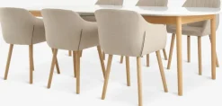 MARSTRAND L200 bord hvid + 4 ADSLEV stole beige