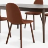 MARSTRAND L200/280 bord mørk eg + 4 EJSTRUP stole terrakotta