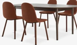 MARSTRAND L200/280 bord mørk eg + 4 EJSTRUP stole terrakotta