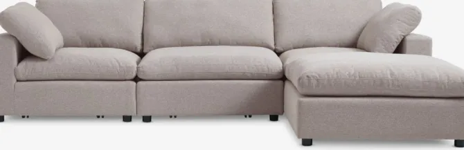 Modulsofa LUNDBY chaiselong sandfarvet stof
