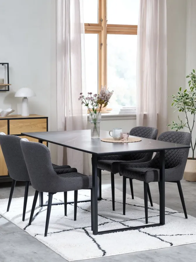 MOSELUND L180 bord keramik + 4 PEBRINGE grå/sort