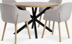 NORTOFT Ø120 bord eg + 4 ADSLEV stole beige/eg