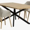 NORTOFT L200 bord eg + 4 ADSLEV stole beige stof