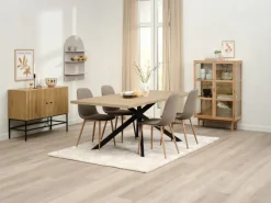 NORTOFT L200 bord eg + 4 BISTRUP stole olivengrøn
