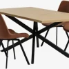 NORTOFT L200 bord eg + 4 HYGUM stole cognac