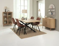 NORTOFT L200 bord eg + 4 HYGUM stole cognac