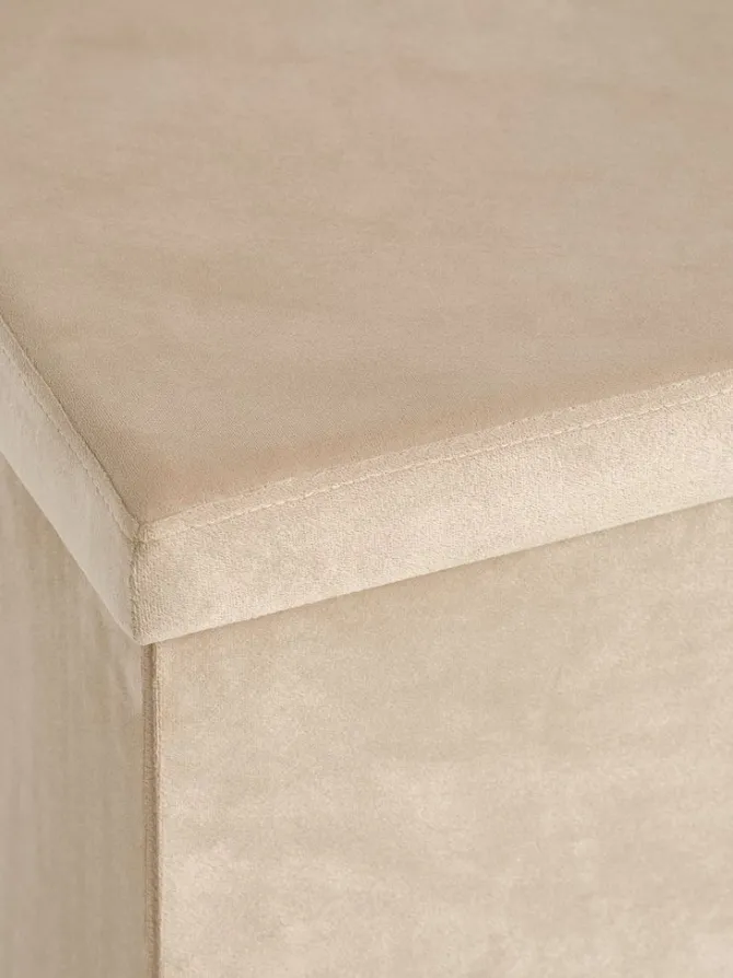 Puf AUNING 38x38 m/opbevaringsplads mørk sand velour