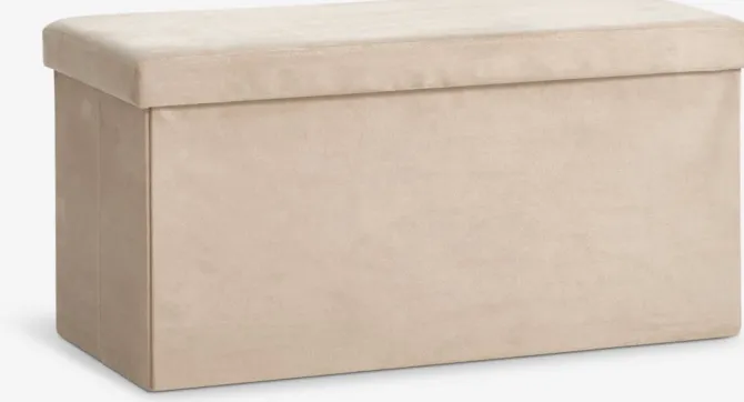 Puf AUNING 76x38 m/opbevaringsplads mørk sand velour