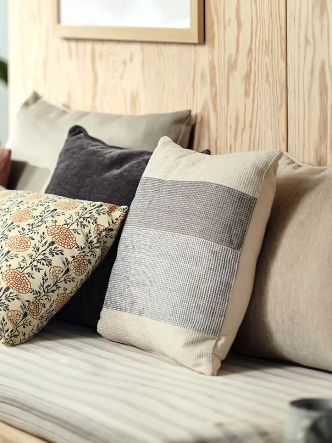Pyntepude BERGFLETTE 45x45 beige/blå
