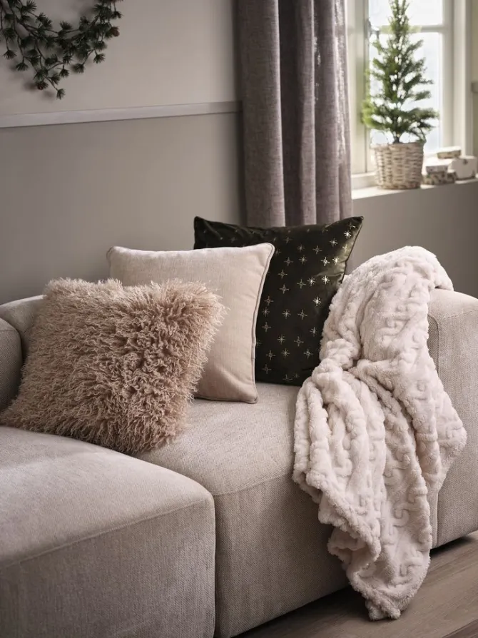 Pyntepude HORNFIOL 45x45 chenille beige