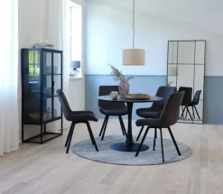RINGSTED Ø100 bord sort + 4 HYGUM stole grå