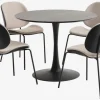 RINGSTED Ø100 bord sort + 4 TESTRUP stole sand