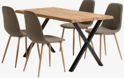 ROSKILDE/ROSLEV L140 bord natur + 4 BISTRUP stole oliven