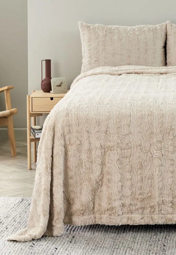 Sengetæppe MYGGBLOM 220x240 beige