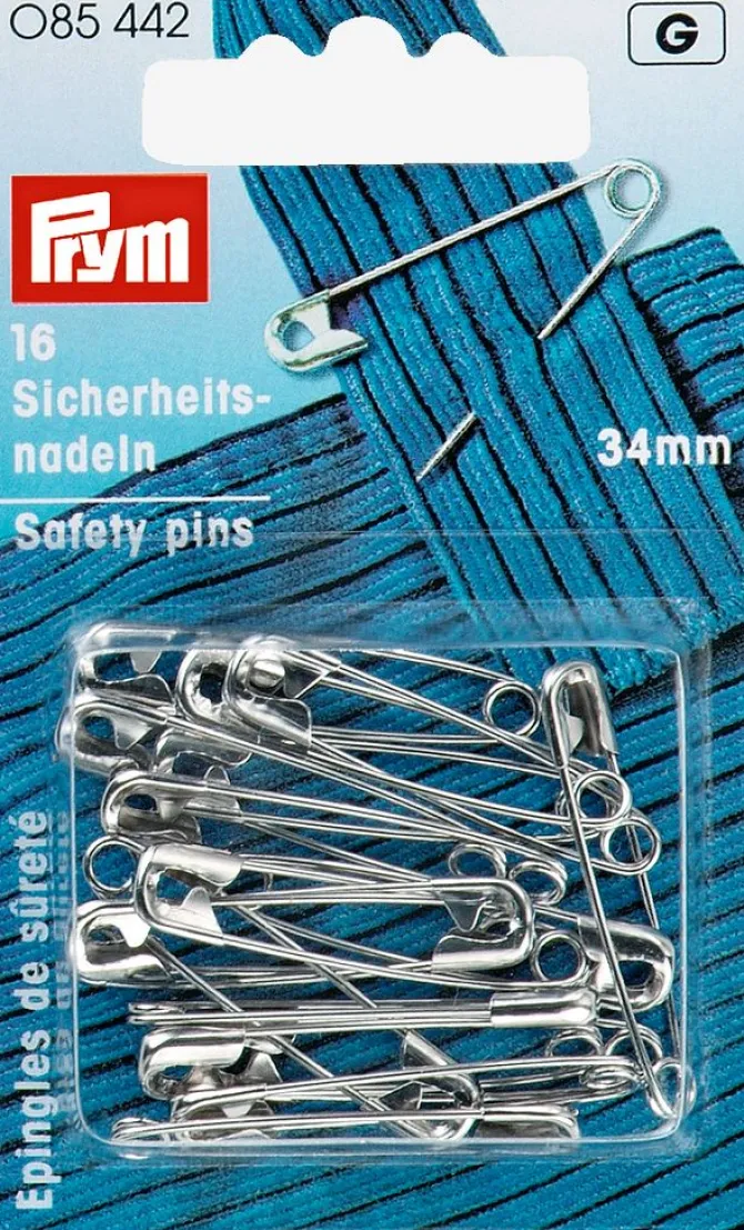 Sikkerhedsnåle 34 mm sølv
