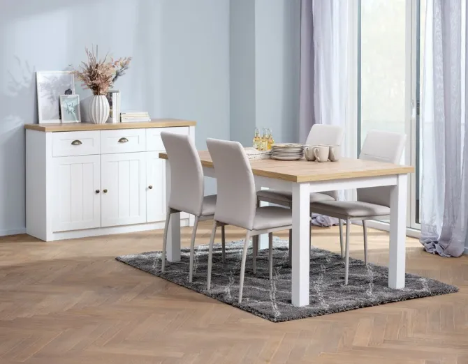 Skænk MARKSKEL 3 låger hvid/egefarve