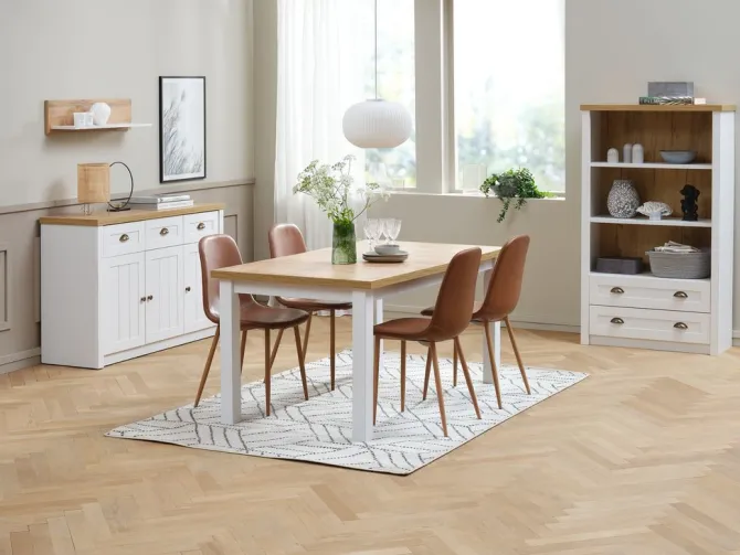 Skænk MARKSKEL 3 låger hvid/egefarve