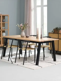 SKOVLUNDE L200 bord eg natur + 4 JYDERUP sort/natur
