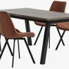 SKOVLUNDE L160 bord mørk eg + 4 HYGUM stole cognac
