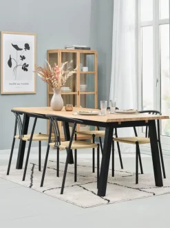 SKOVLUNDE L200 bord mørk eg + 4 JYDERUP sort/natur