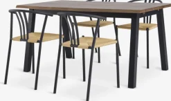SKOVLUNDE L160 bord mørk eg + 4 JYDERUP stole sort