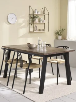 SKOVLUNDE L160 bord mørk eg + 4 JYDERUP stole sort