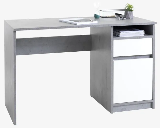 Skrivebord BILLUND 54x120 beton/hvid
