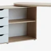 Skrivebord LANGAGER 41-107x107-165 lys eg farve/hvid