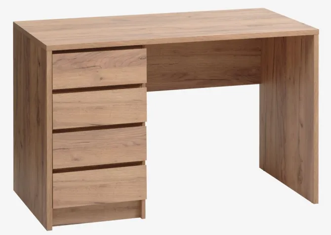 Skrivebord LIMFJORDEN 60x120 4 skuffer eg naturfarve