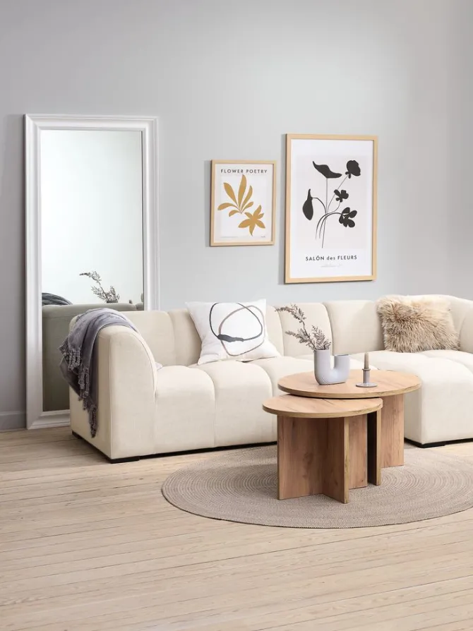 Sofa ALLESE chaiselong højrevendt beige stof