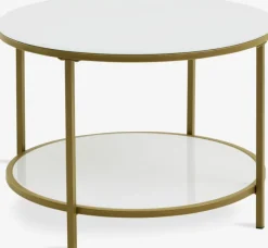 Sofabord GADEVANG Ø65 hvid/guld