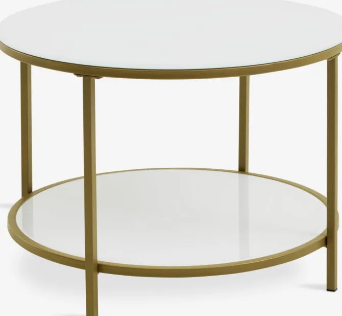 Sofabord GADEVANG Ø65 hvid/guld