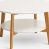 Sofabord JEGIND Ø80 m/hylde hvid/natur