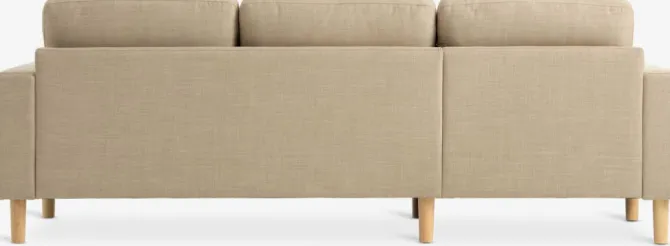 Sofa EGENSE chaiselong sandfarvet stof/egefarve