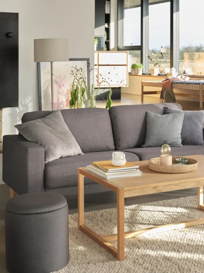Sofa EGENSE 3-pers. mørkegråt stof