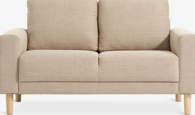 Sofa EGENSE 2-pers. sandfarvet stof/egefarve