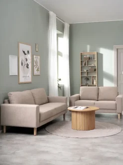 Sofa EGENSE 3-pers. sandfarvet stof/egefarve