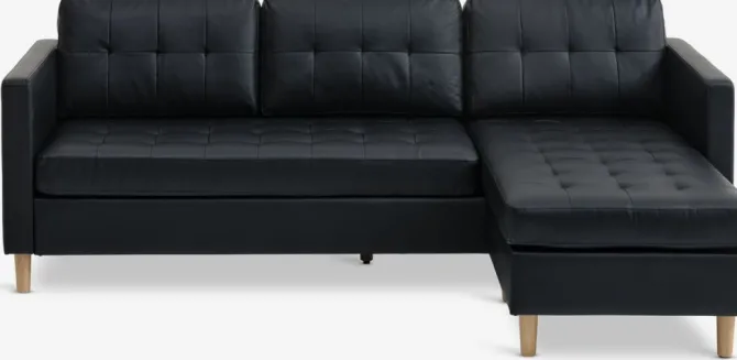 Sofa FALSLEV chaiselong sort kunstlæder