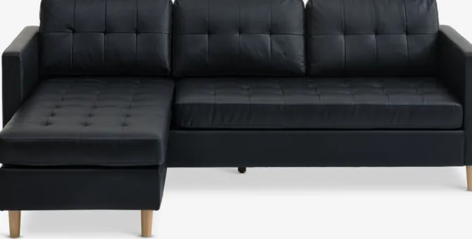 Sofa FALSLEV chaiselong sort kunstlæder