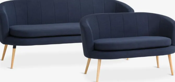 Sofa GISTRUP 3-pers. mørkeblåt stof