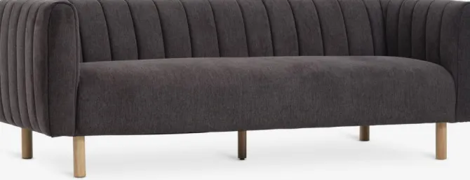 Sofa MAGLEBY 3-pers. mørkebrunt stof/egefarve