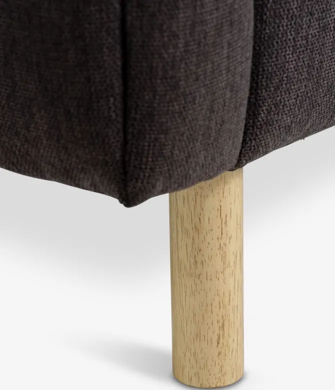 Sofa MAGLEBY 3-pers. mørkebrunt stof/egefarve