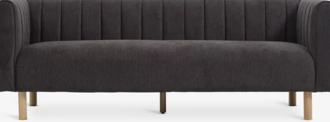 Sofa MAGLEBY 3-pers. mørkebrunt stof/egefarve