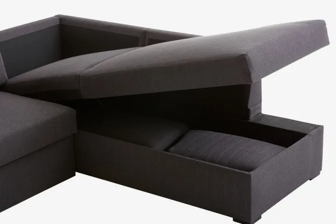 Sovesofa chaiselong BEDSTED grå