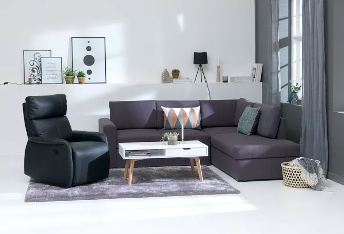Sovesofa chaiselong BEDSTED grå