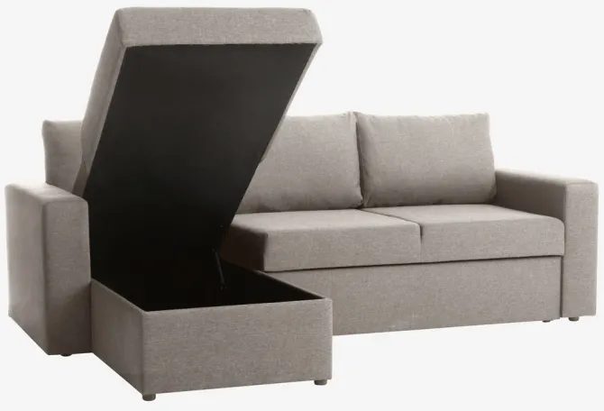 Sovesofa chaiselong MARSLEV lysegråt stof