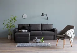 Sovesofa chaiselong MARSLEV mørkegråt stof