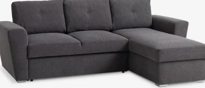 Sovesofa chaiselong VEJLBY mørkegråt stof