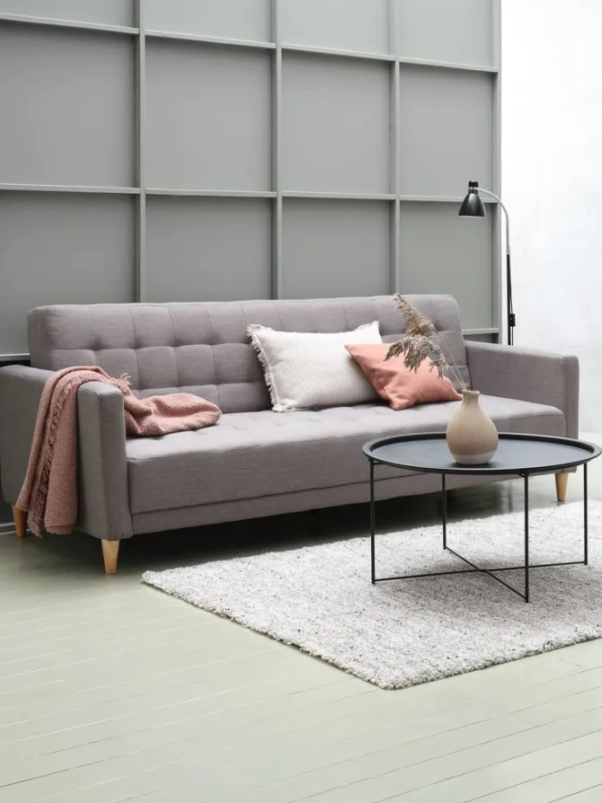 Sovesofa FALSLEV gråt stof